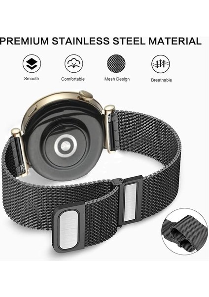 Watch Gt5 Pro 42MM / Gt5 41MM / Gt4 41MM Uyumlu 18MM Yüksek Kalite Manyetik Hasır Paslanmaz Çelik Metal Kordon fırsatları