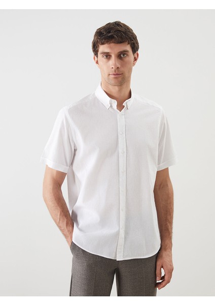 Yeni Sezon Regular Fit Keten Karisimli Erkek Gomlek - S60089Z8