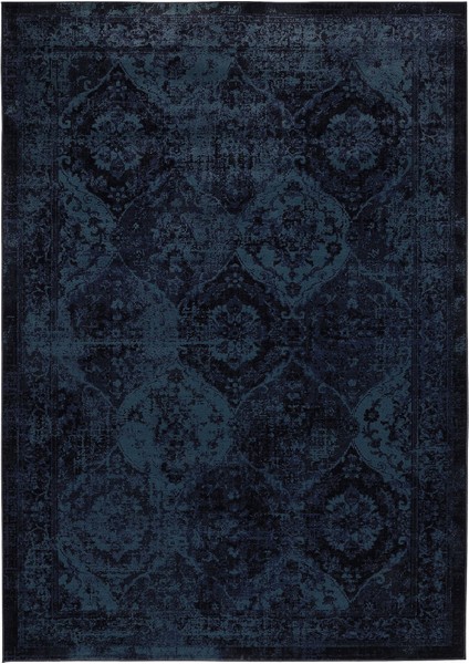 Vonsbäk Halı 170 x 230 cm Koyu Mavi Eskitme Vintage Görünümlü Kolay Temizlenir