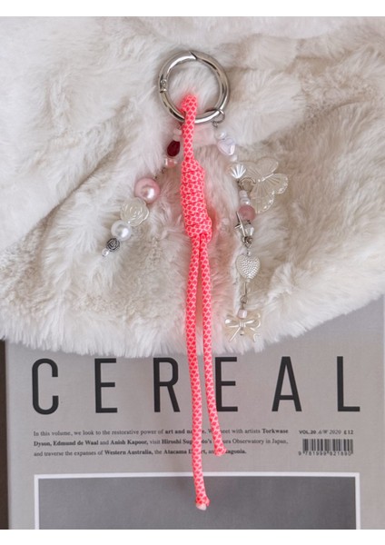 Pembe Beyaz Kelebek Büyük Çanta Charm, Çanta Süsü Anahtarlık, Paracord Ip Anahtarlık indirimleri