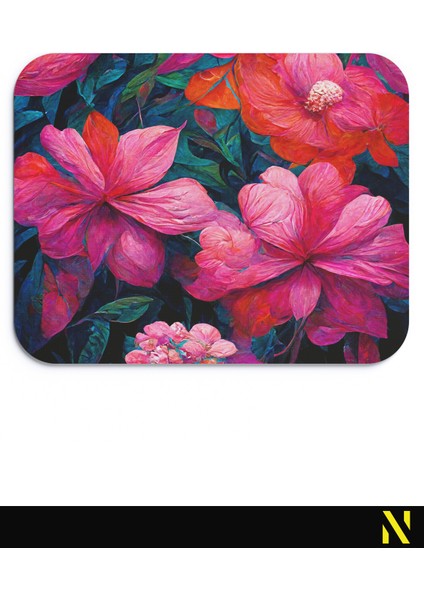 Renkli Çiçek Desenli Renkli Ergonomik Mouse Pad - 23 cm x 19 cm - Kaydırmaz Taban Ev ve Ofis Kullanımı Için Ideal Fare Altlığı Mousepad