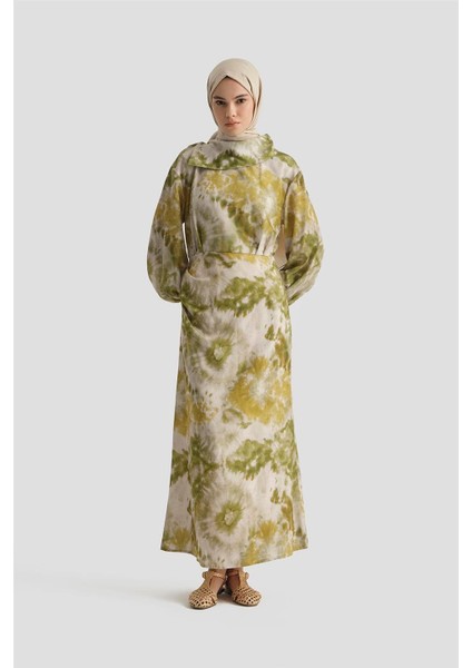 Desenli Elbise 25YD4017 Yeşil fiyatları