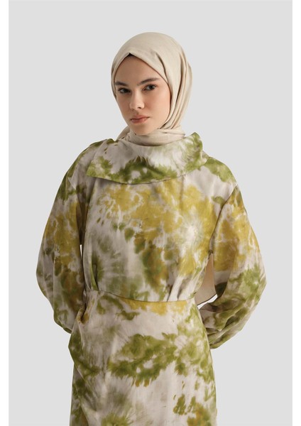 Desenli Elbise 25YD4017 Yeşil modelleri