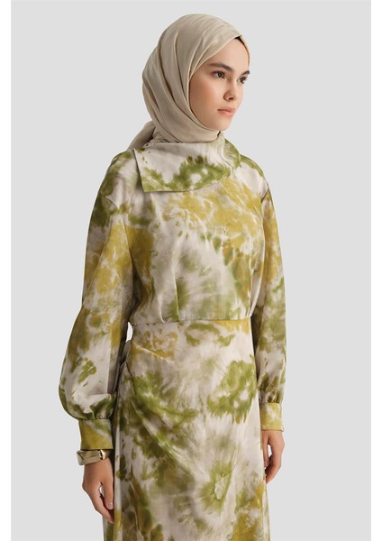 Desenli Elbise 25YD4017 Yeşil fırsatları