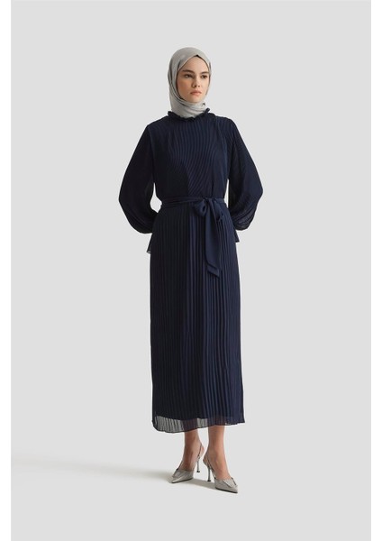 Piliseli Elbise 25YD4235 Lacivert