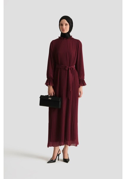 Piliseli Elbise 25YD4235 Bordo fiyatları