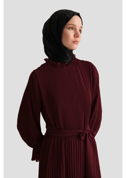 Piliseli Elbise 25YD4235 Bordo fırsatları