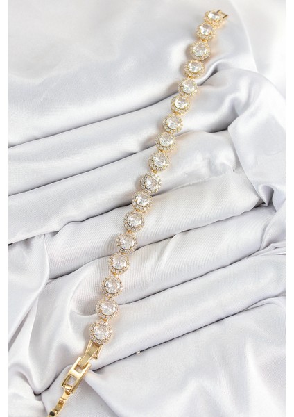 Pirinç Zirkon Taşlı Daire Baget Model Gold Renk Vıp Seri Kadın Bileklik - TJ-BB7514 fiyatları