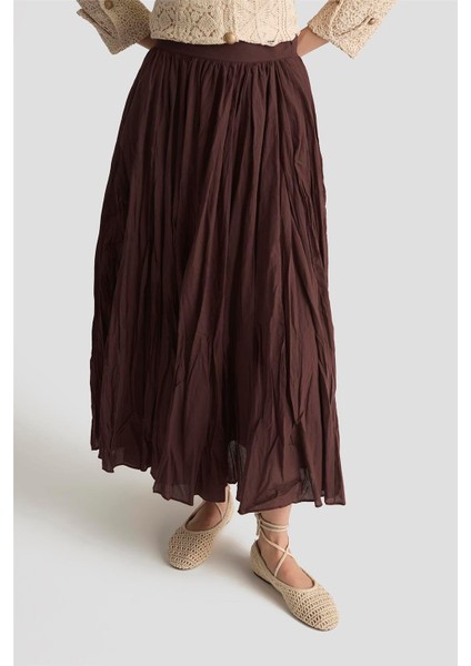 Kırışık Vual Etek 25YD9180 Kızıl Kahve modelleri