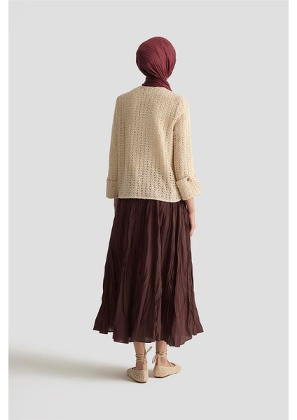 Kırışık Vual Etek 25YD9180 Kızıl Kahve fırsatları