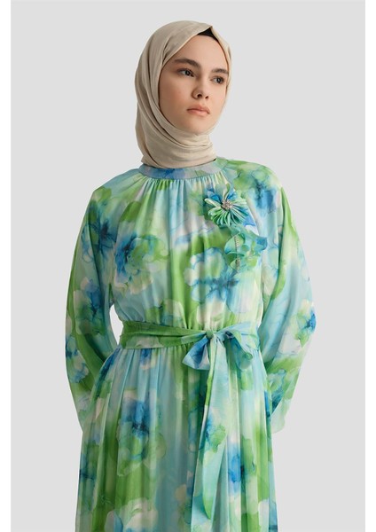 Desenli Elbise 25YD4018 Mavi fiyatları