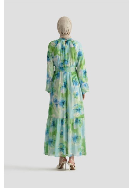 Desenli Elbise 25YD4018 Mavi indirimleri