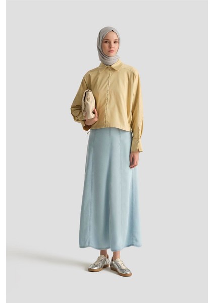 Parçalı Tencel Etek 25YD9129 Mavi fiyatları