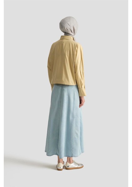 Parçalı Tencel Etek 25YD9129 Mavi fırsatları