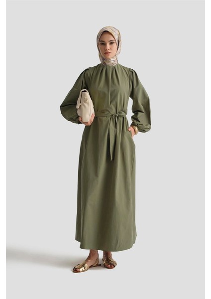 Pile Detaylı Pamuk Elbise 25Y9024 Haki fiyatları