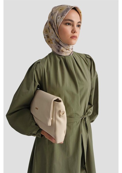 Pile Detaylı Pamuk Elbise 25Y9024 Haki modelleri