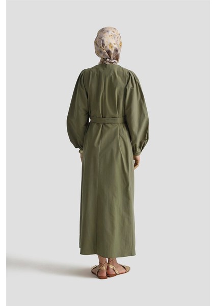 Pile Detaylı Pamuk Elbise 25Y9024 Haki indirimleri