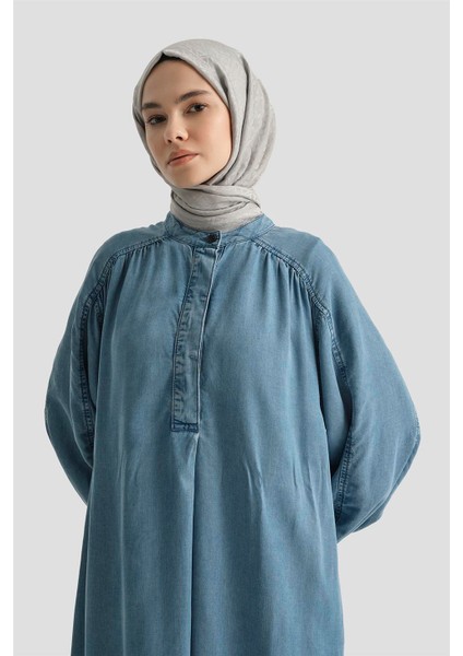 Oversize Tencel Elbise 25YD9142 Indigo modelleri
