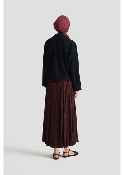 Kırışık Saten Etek 25YH5601 Bordo fırsatları
