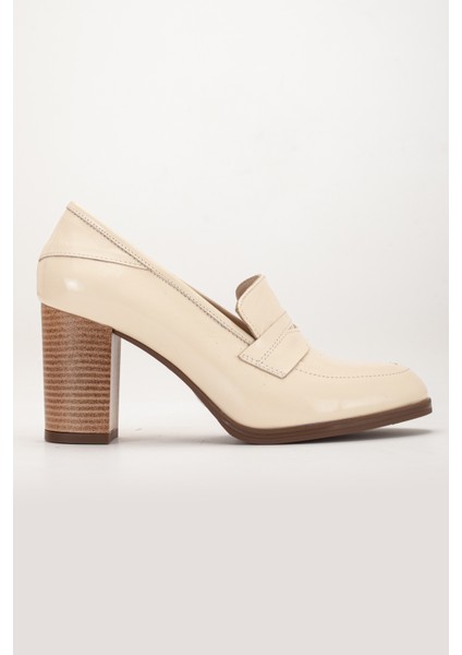 Kadın Deri Saraçlı Klasik Topuklu Ayakkabı 2145 Klasik Bej Rugan 35 modelleri