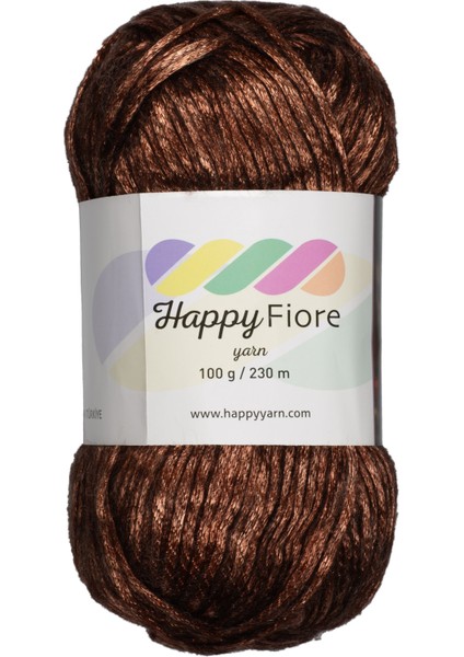 Happy Fiore Parlak Örgü İpi 100gr / 230mt | Yünlü El Örgü İpliği - Açık Kahverengi