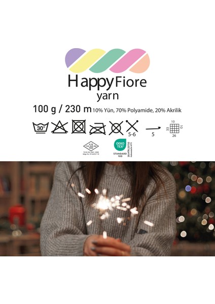 Happy Fiore Parlak Örgü İpi 100gr / 230mt | Yünlü El Örgü İpliği - Açık Kahverengi modelleri