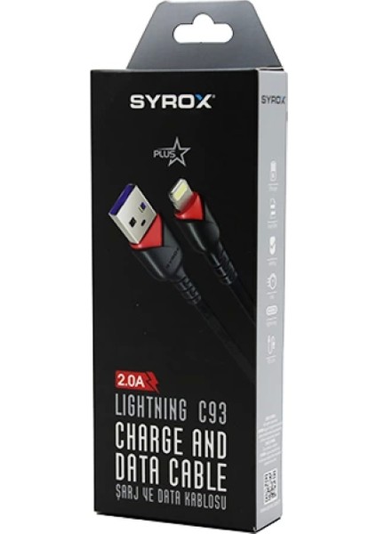 Iphone USB Örgülü Lıghtnıng 2.0A Şarj - Data Kablosu C93 (4887) fiyatları
