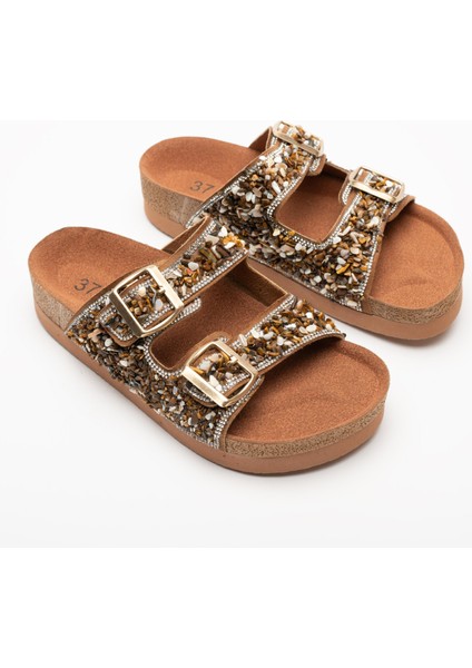 Morena Taş Detaylı Tokalı Terlik