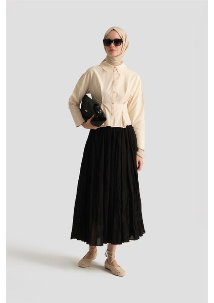 Kırışık Vual Etek 25YD9180 Siyah fiyatları