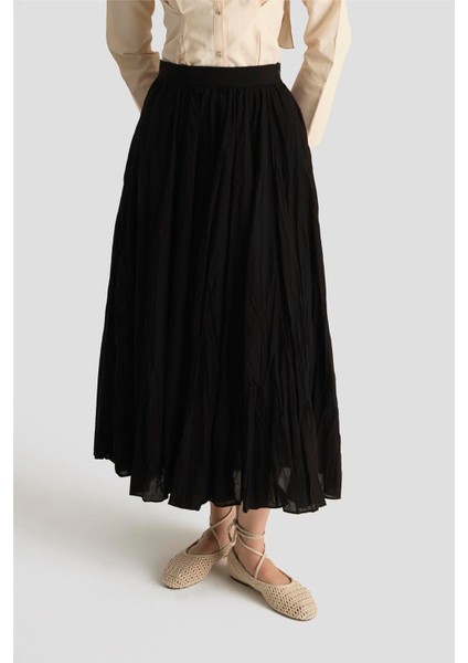 Kırışık Vual Etek 25YD9180 Siyah modelleri