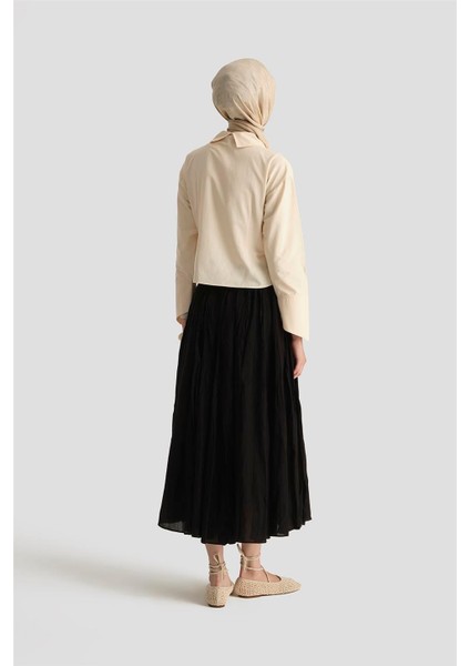 Kırışık Vual Etek 25YD9180 Siyah fırsatları