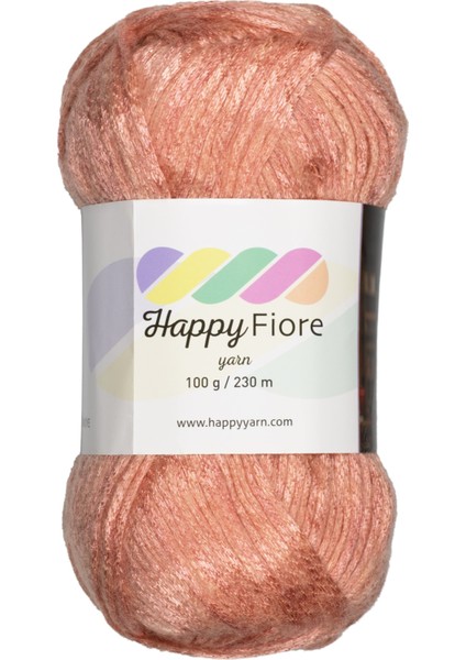Happy Fiore Parlak Örgü İpi 100gr / 230mt | Yünlü El Örgü İpliği - Şeftali Pembesi