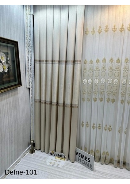 Nivemeshome Defne Vizon FT614166 V-101 1/3 Sık Pileli Fon Perde Apm