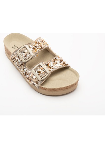 Morena Taş Detaylı Tokalı Terlik