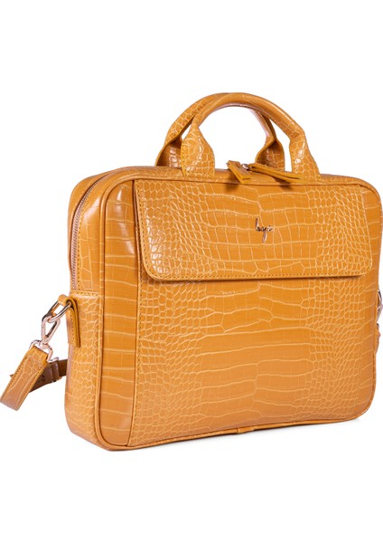 - 214 Kroko Sarı Evrak Çantası Macbook Air Pro 13&13.3" Laptop Çantası 35x26x7 Cm Brıefcase fiyatları