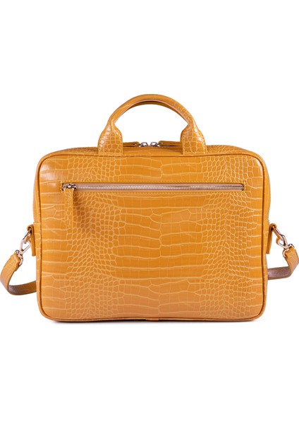 - 214 Kroko Sarı Evrak Çantası Macbook Air Pro 13&13.3" Laptop Çantası 35x26x7 Cm Brıefcase modelleri
