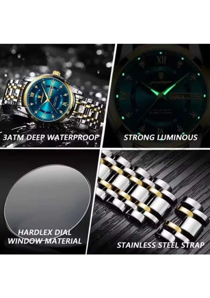 936 Metalik Gün Hafta Klas Tasarım Kol Saati