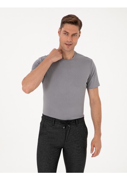 Erkek Gri Regular Fit Tişört 50308037-VR024