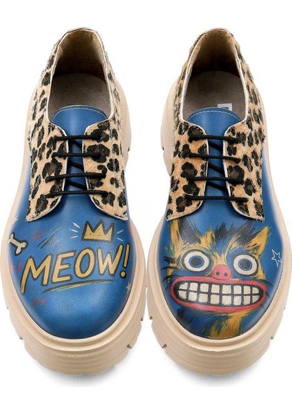 Kadın Vegan Deri Mavi Günlük Ayakkabı - Meow Attack Tasarım fiyatları