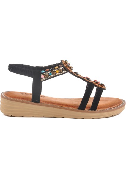 Siyah Hakiki Deri Kadın Sandalet 9634 Z modelleri