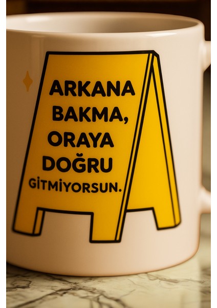 Motivasyon Cümle Yazı Baskı Porselen Kahve Kupa Bardak