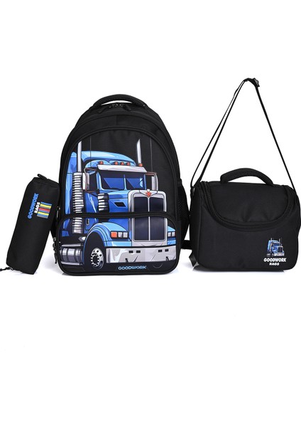 Erkek Desenli 3'lü Okul Çanta Seti (Sırt Çantası + Beslenme Çantası + Kalemlik) fırsatları