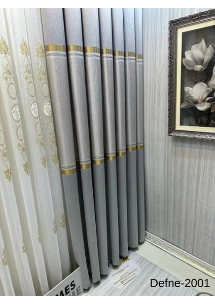 Nivemeshome Defne Gümüş FT614166 V-2001 1/3 Sık Pileli Fon Perde Apm indirimleri