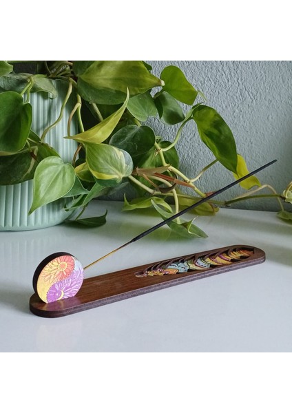 Ying Yang Güneş ve Ay Ahşap Tütsülük