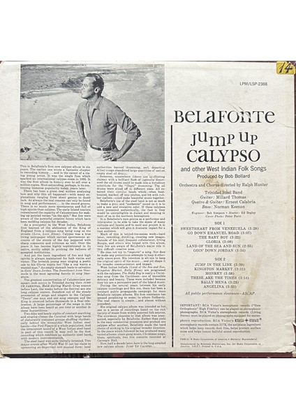 Harry Belafonte – Jump Up Calypso Dönem Baskı Plak fiyatları