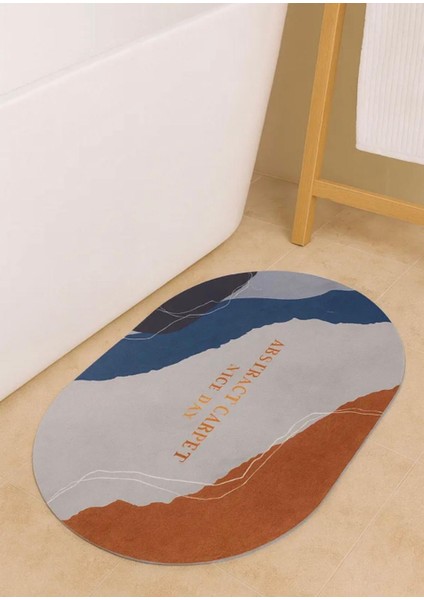 Kiremit Soyut Desenli Süper Emici Çabuk Kuruyan Kaymaz Tabanlı Banyo Matı 40X60 cm