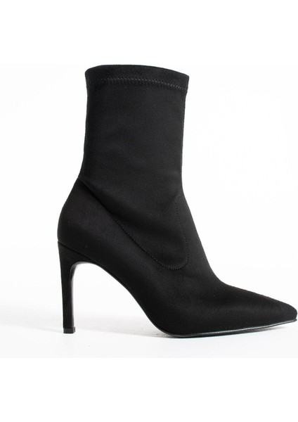 Siyah Streç 8.5 cm Orta Boy Kadın Topuklu Bot fırsatları