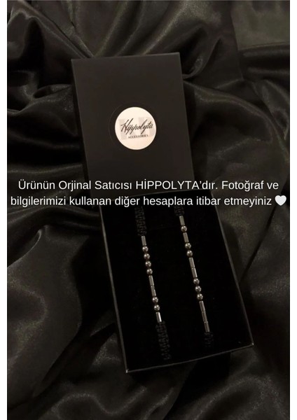 Mors Alfabesi Sevgili Bilekliği Hematit Taşlı Çift Bilekliği