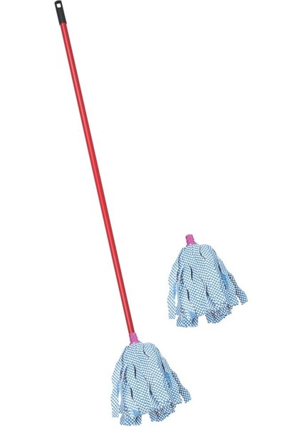 Standart Mop Temizlik Kovalarıyla Uyumlu Sap ve Paspas Seti, 120 cm Vidalı Metal Sap + 2 Adet Paspas fiyatları