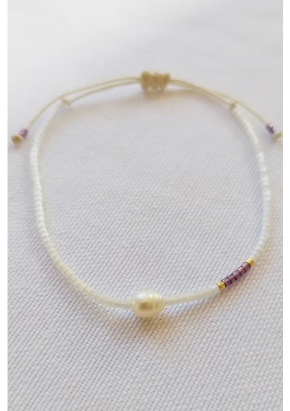 Miyuki Tek Sıra Beyaz ve Bakır Renkli Incili Bileklik fiyatları